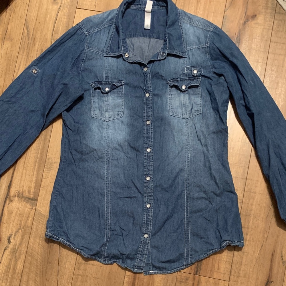 Warehouse Dark Blue Denim Shirt